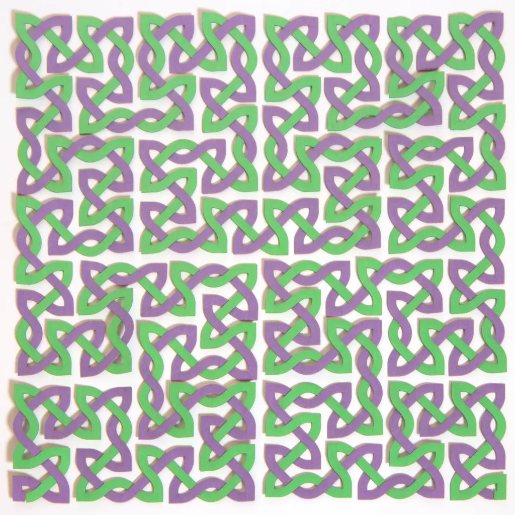 A Celtic knot rendition of the Hilbert curve made with paper.