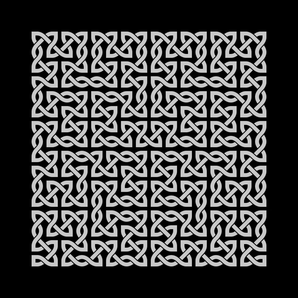 A computer genereted Celtic knot, more fine-grained, corresponding to the version made with paper.